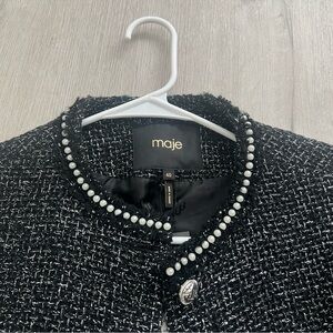 New with tag Maje black/glitter sweater jacket with pearls